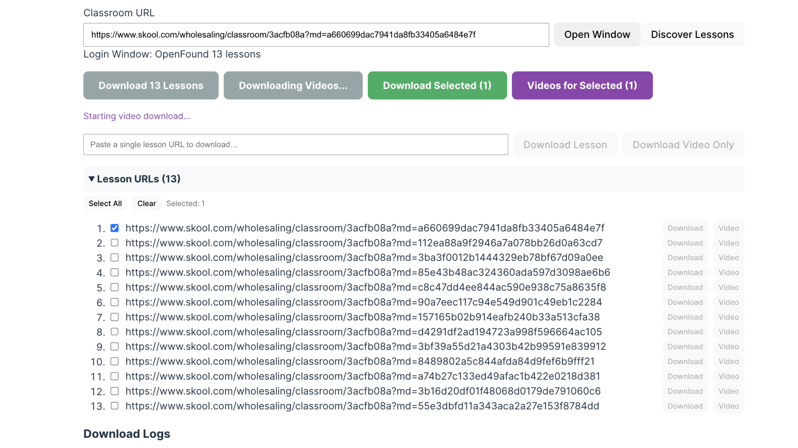 Skool downloader UI 3